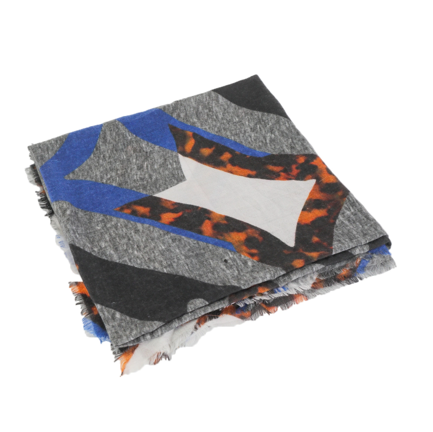 Foulard en laine mérinos 100% imprimé sur mesure pour dames avec des franges de cils.