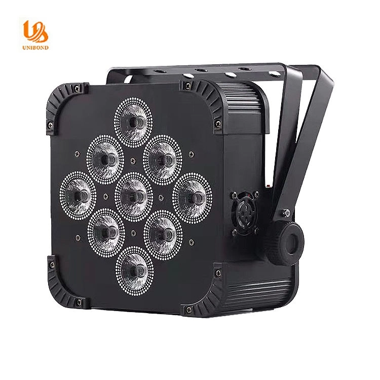 Bateria LED Slim par Light de 9 * 18 W RGBW e UV 6in1 com Controlo remoto