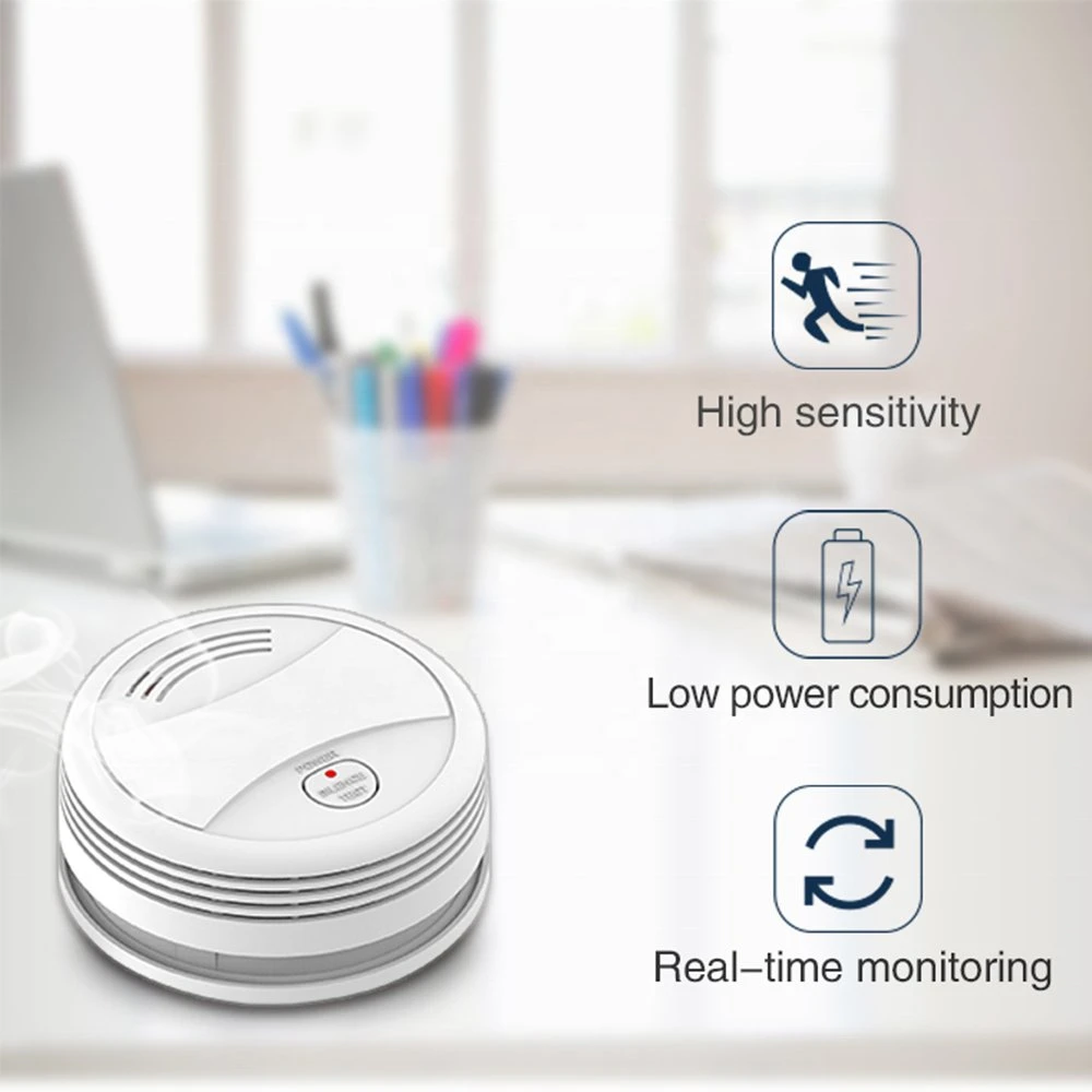 High Sensitive Home Tuya Wireless Smart 9V Battery WiFi Sensor Anti Fire Smoke Alarm Detector