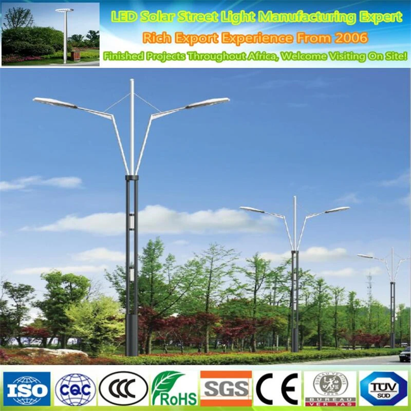 High quality/High cost performance Outdoor Double Arm Round Octagonal 10m Galvanized LED Solar Street Light Pole Design