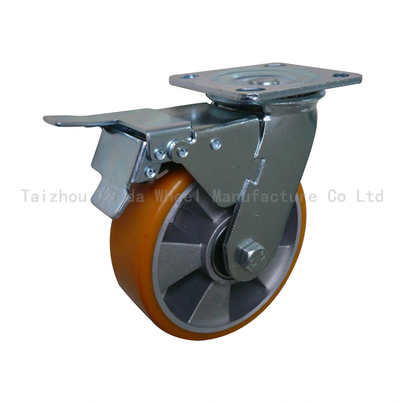 5"X2" Heavy Duty Aluminium Core PU Wheel Swivel Trolley Caster