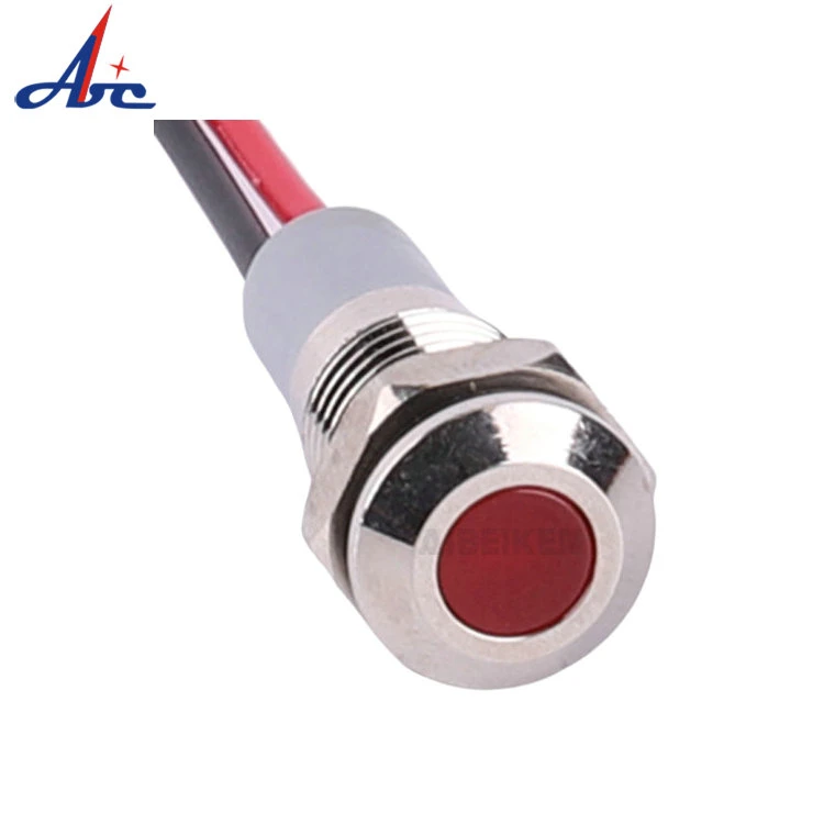 12V 24V Stainless Steel 6mm Flat Head Indicator Light Metal Signal Lamp DOT LED Pilot Lamp with 150mm Wire Cable