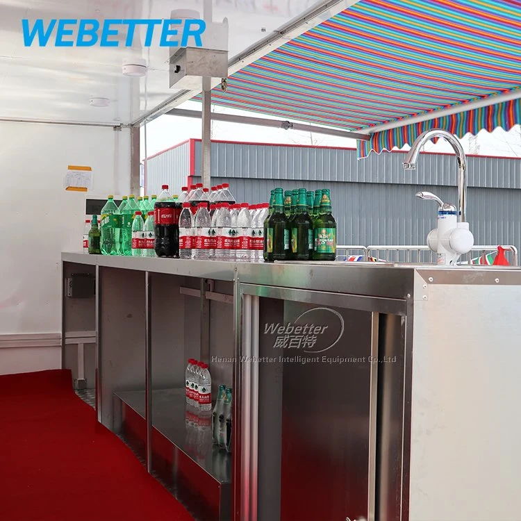 Wejter concesión BBQ comida Kiosk Mobile Restaurante Bar Trailer Acero inoxidable Camión de acero con cocina completa