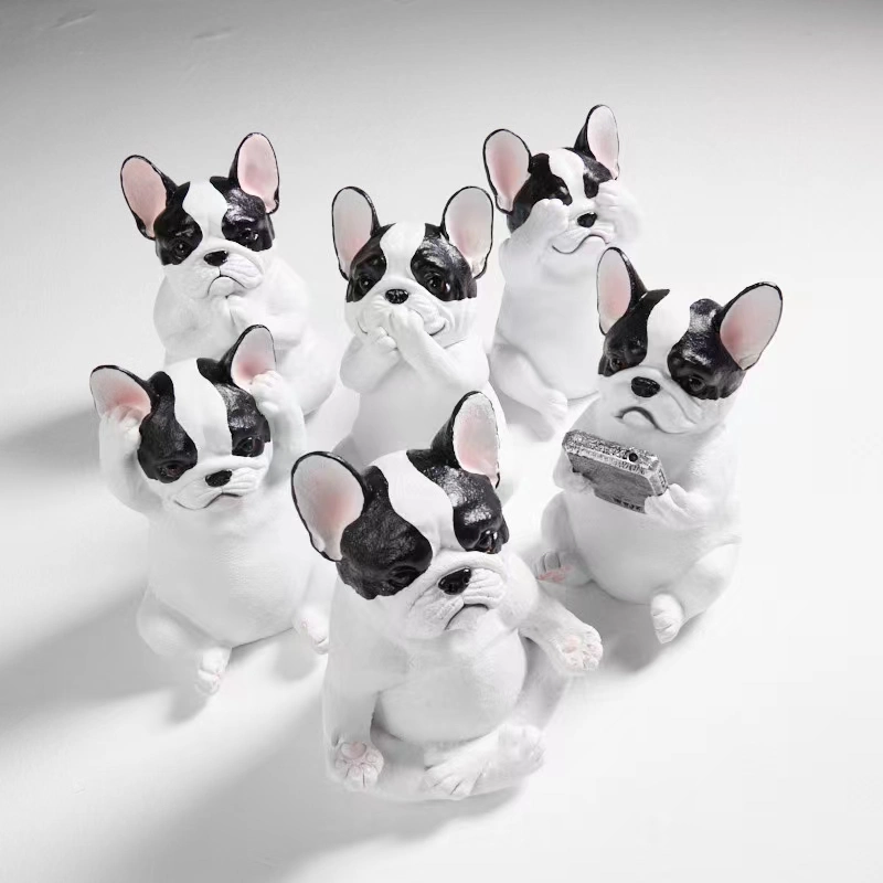 Polyresin Animals Statue Resin Art Dog Figurines Sitting Cute Dog Sculpture Home Decor