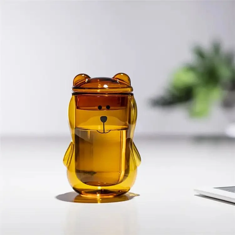 Custom Bear-Shaped Double-Layer Glass Cute Glass