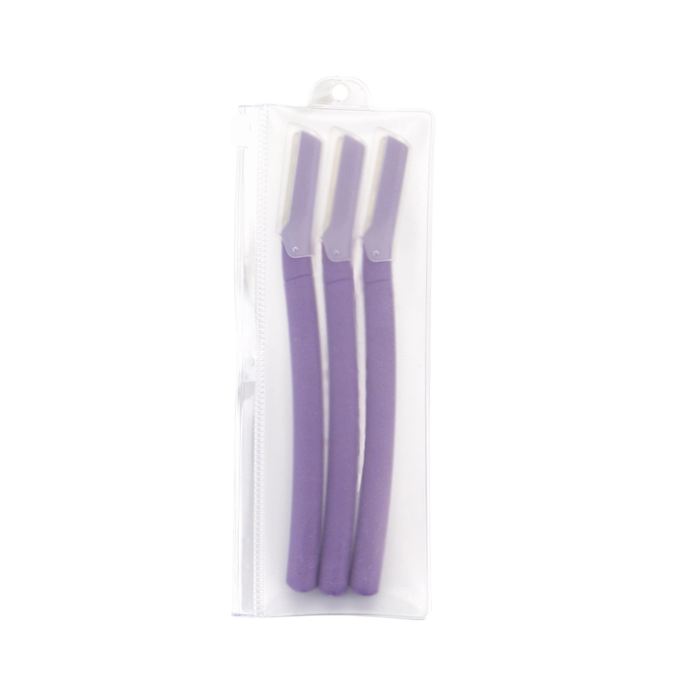 D115 Wheat Straw Material Purple Color Eco Facial Trimmer Eyebrow Shaper Lady Makeup Tool Eyebrow Remover Dermaplaning Razor