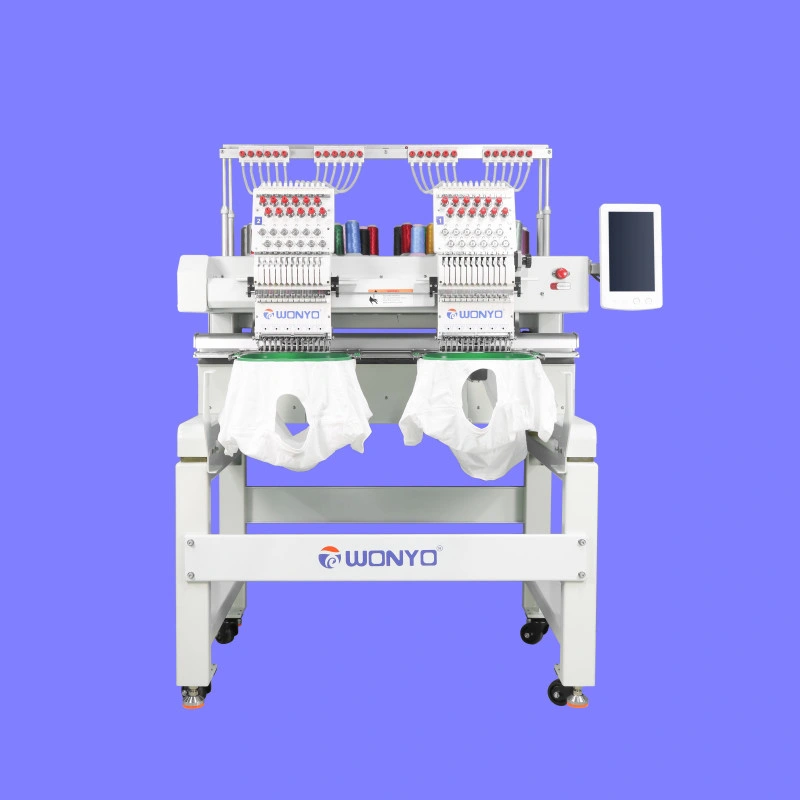 Wonyo doble cabeza especializados foto directamente de la máquina de bordar programable aguja 9/12/15