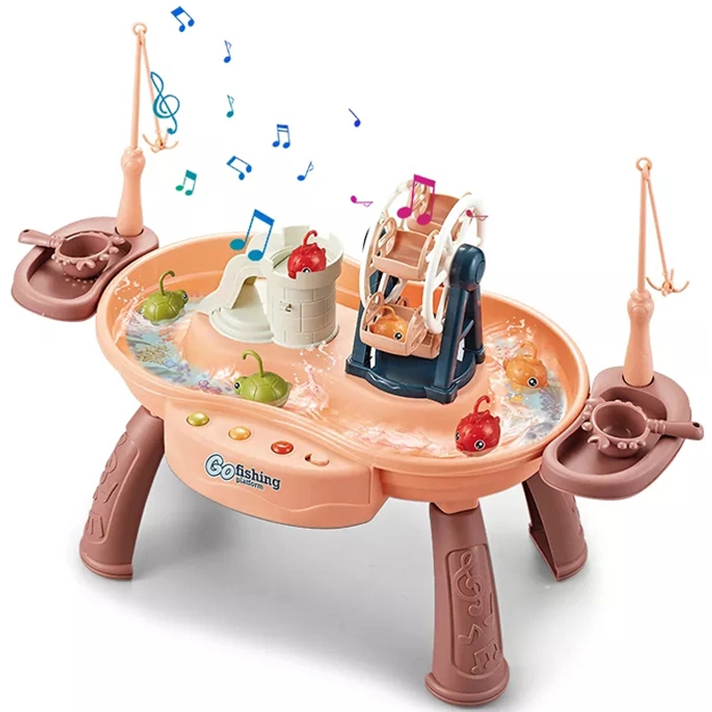 Tombo Vente en gros de jouets éducatifs pour enfants, jeu de pêche pour tout-petits sur une plateforme d'eau, jouets à piles, ensemble de jeu de pêche avec une grande roue en plastique.