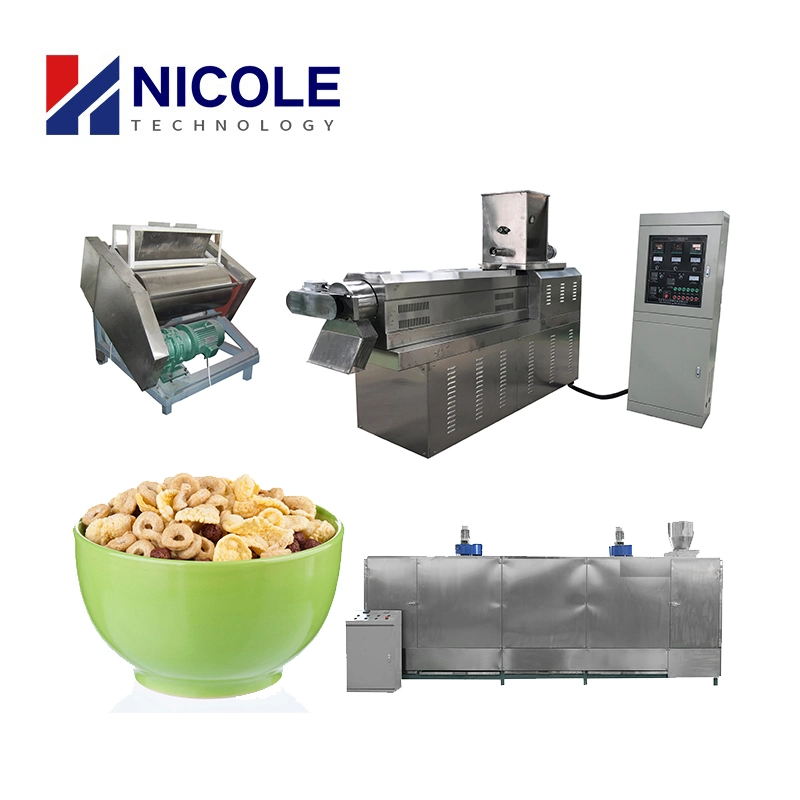 Electric Wheat Rice Corn Flakes Product Line Manufacturer Breakfast Cereal Making Machine