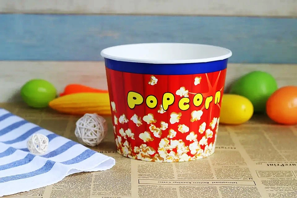 Food Grade 130oz Disposable Custom Printed Popcorn Paper Cup Bucket