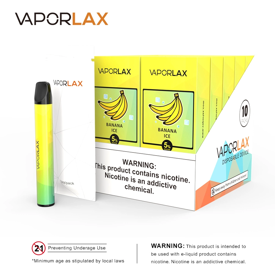 Custom Best Flavors Vapes Disposable/Chargeable Vape Pen 5% Nicotine Salt Original 800 Puffs Vaporlax Mate E Cigarette