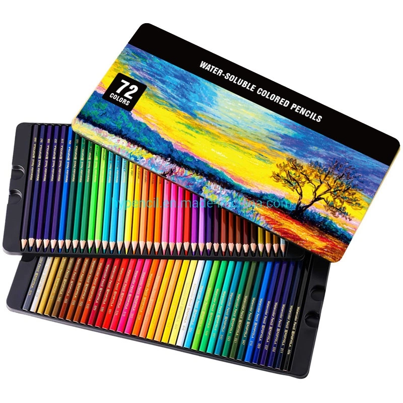 PT3724-papeterie de bureau fournitures d'art 24 crayons de couleur en tube de papier, bois noir