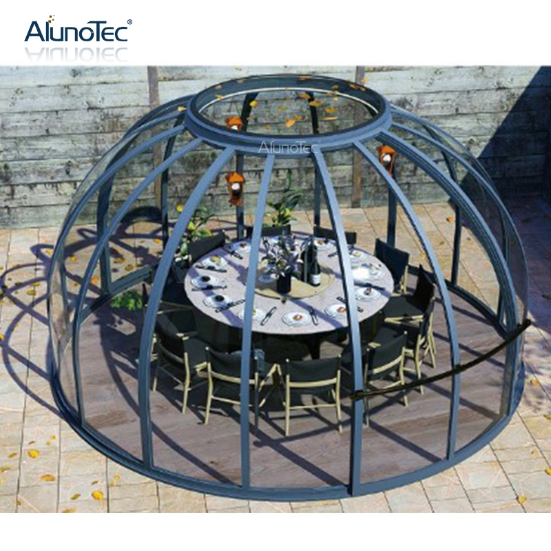 Aluminum Leisure Sun Rooms Enclosure Garden Curved Nano Panel Round Retractable Cover Dome