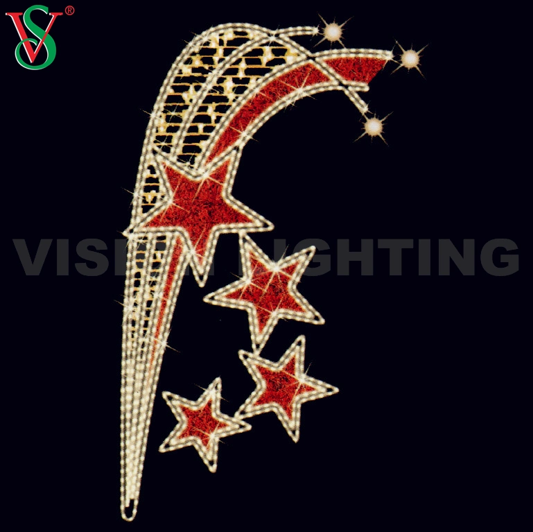 Customized Size 2D Street Star Pole Christmas Decoration Lights for Outdoor Use