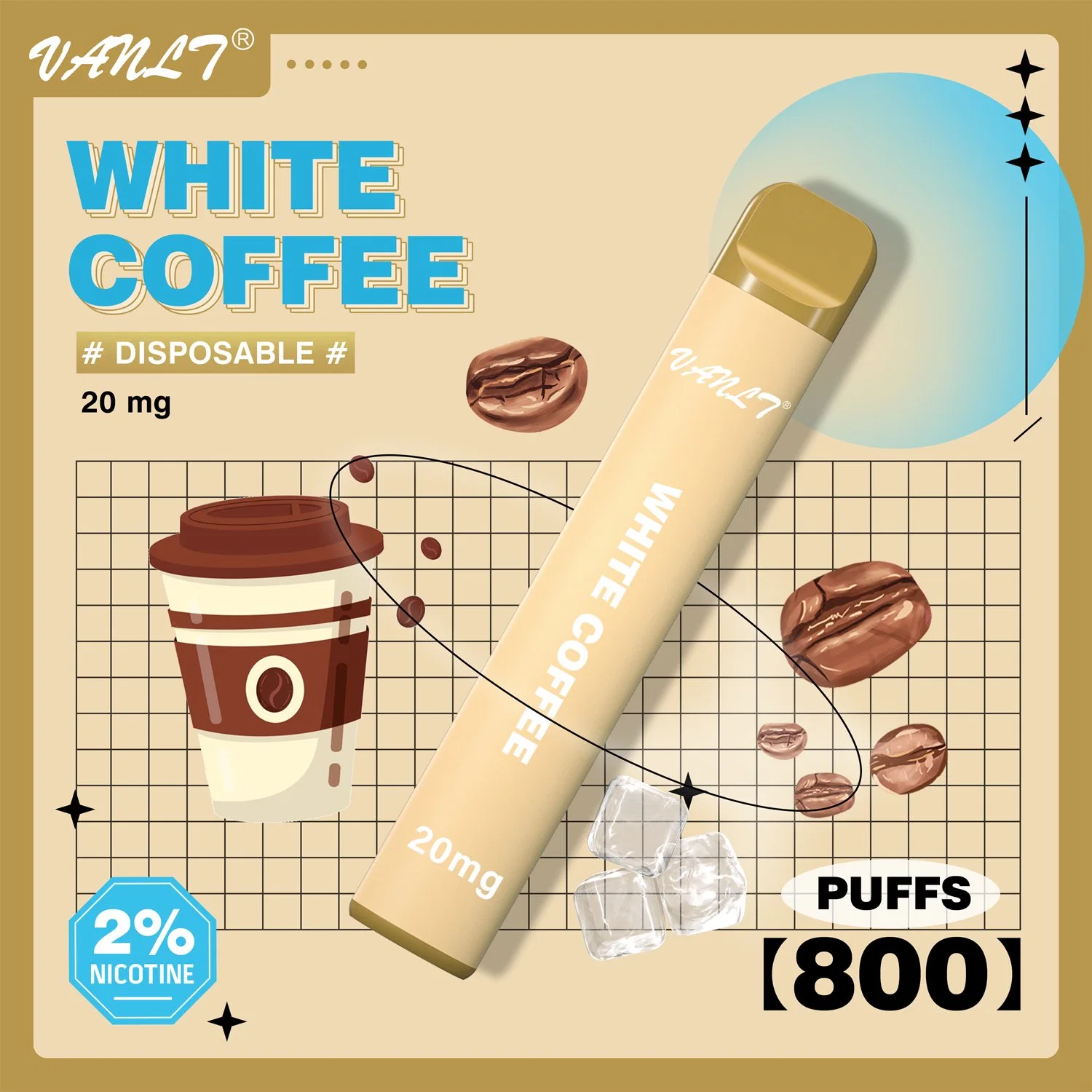 Wholesale/Supplier Vape Pen 800puffs 2ml E Liquid Atomizer Disposable/Chargeable Vaporizer with White Coffee Flavor