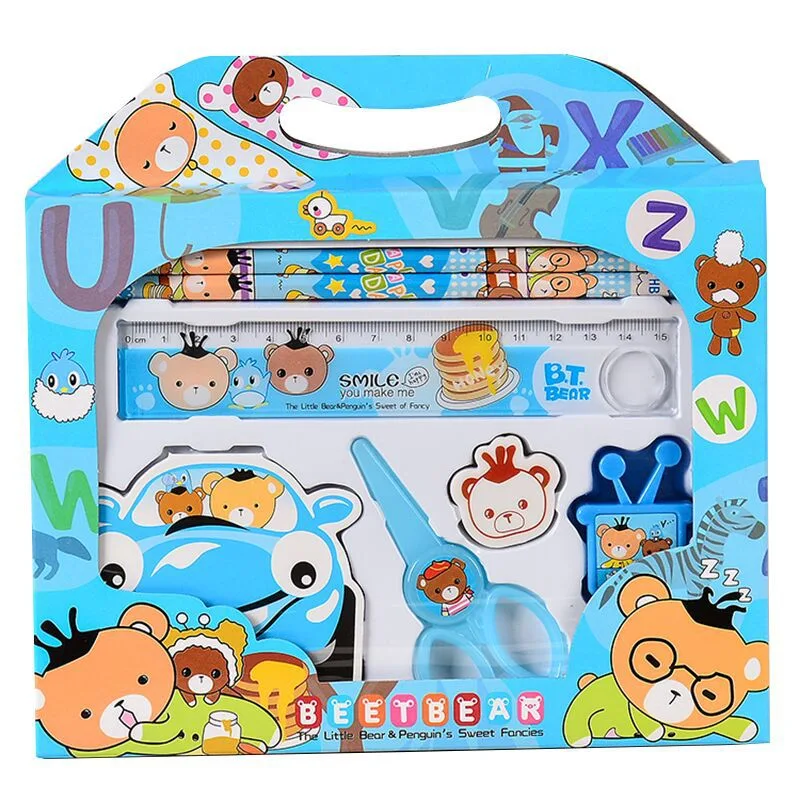 Venda por grosso de artigos de papelaria PCS 7 Defina as crianças Aniversário Dom Bonitinha Kawaii definir itens consumíveis grossista Produto Office Parado Kids Definido