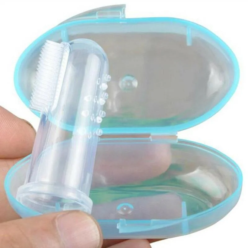 Silicone Finger Toothbrush Teether Cleaning Gum Massager Brush