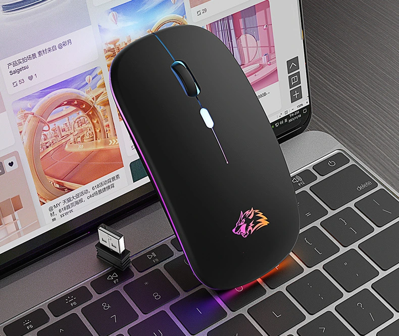 Luminous Wireless Mouse Rechargeablelaptop Office Mouse Factory Multi-Mode Connection with 2.4gmouse