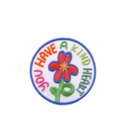 Small Fresh and Cute Round Flower Color Text Embroidery Patch