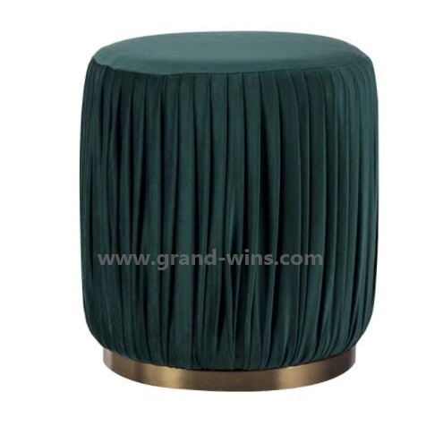 La salle de séjour tabouret bleu élégant en acier inoxydable de luxe Gold Hotel pouf pouf