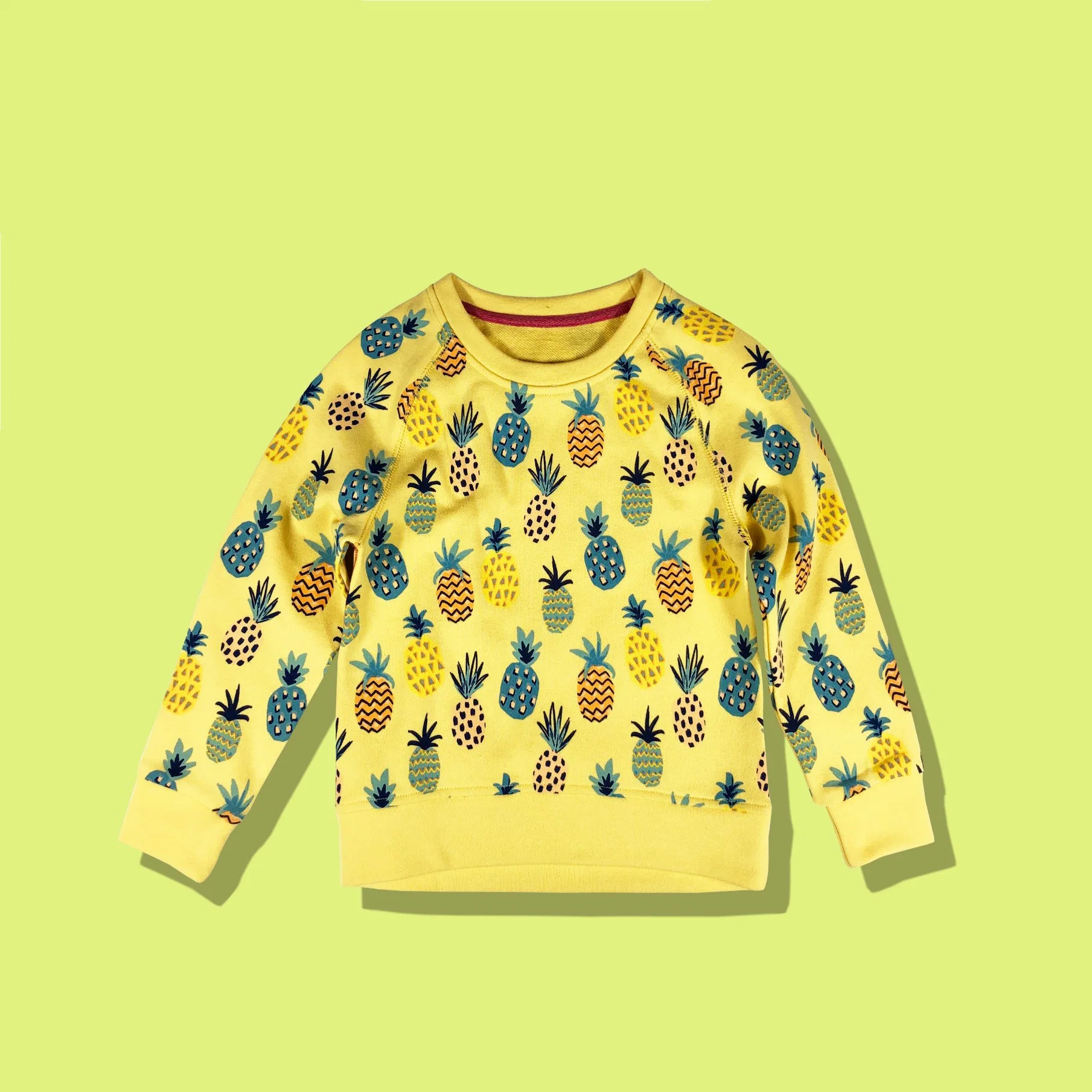 Couleur du contrat d'enfants simple Ananas Fashion Top Kids Portez des vêtements pour bébé