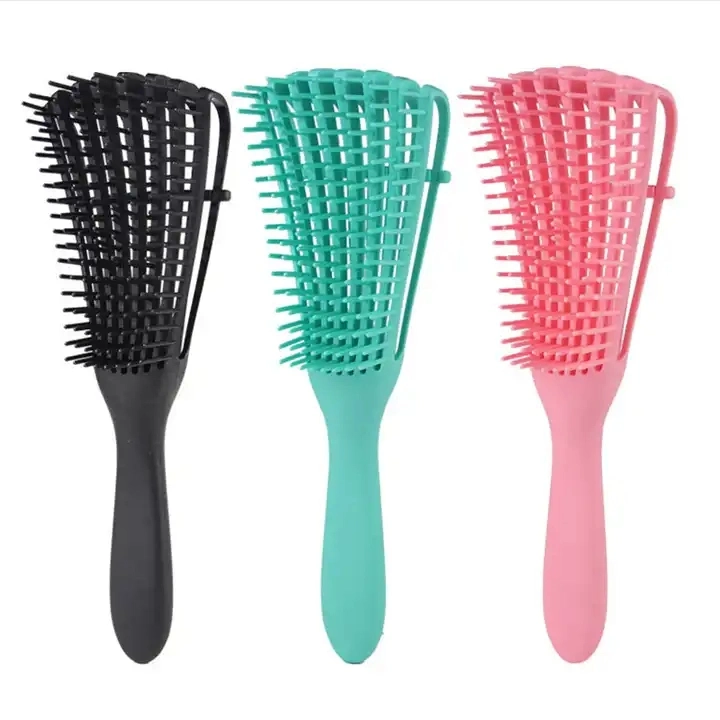 Linhas de plástico mulher cabelo encaracolado Detangler escova de cabelo desembaraçar escova