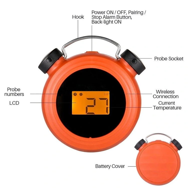 Pantalla LCD inteligente Bluetooth termómetro de carne con dos sondas para horno grill fumador y Kamado