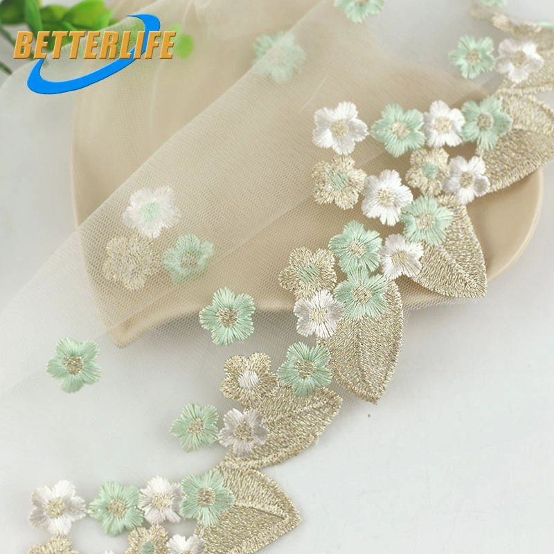 Nylon White Lace Embroidered China Wholesale/Supplier Fabric Skirt Decoration Just a Trim Customized Logo Factory Price Professional Bulk Bronze Purfle