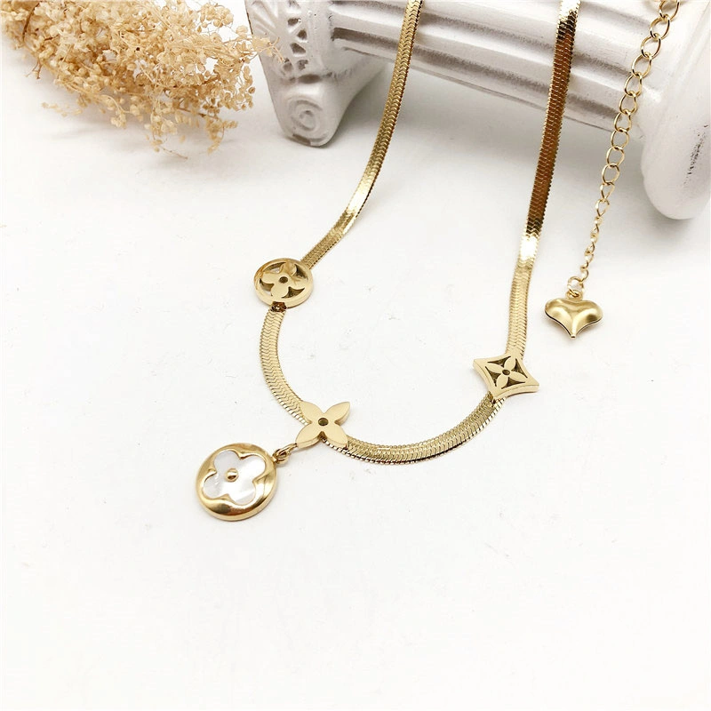 Manufacturer Custom Fashion Jewelry High quality/High cost performance  Tarnish Free Designer Brand Replica Jewellery Women Necklaces 14K 18K Gold Plated Stainless Steel Necklace