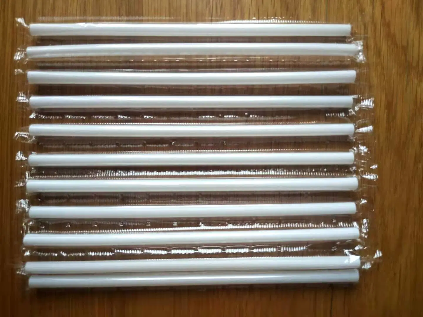 Plastic Flexible Drinking Straws Striped Individually OPP Film Paper Wrapped