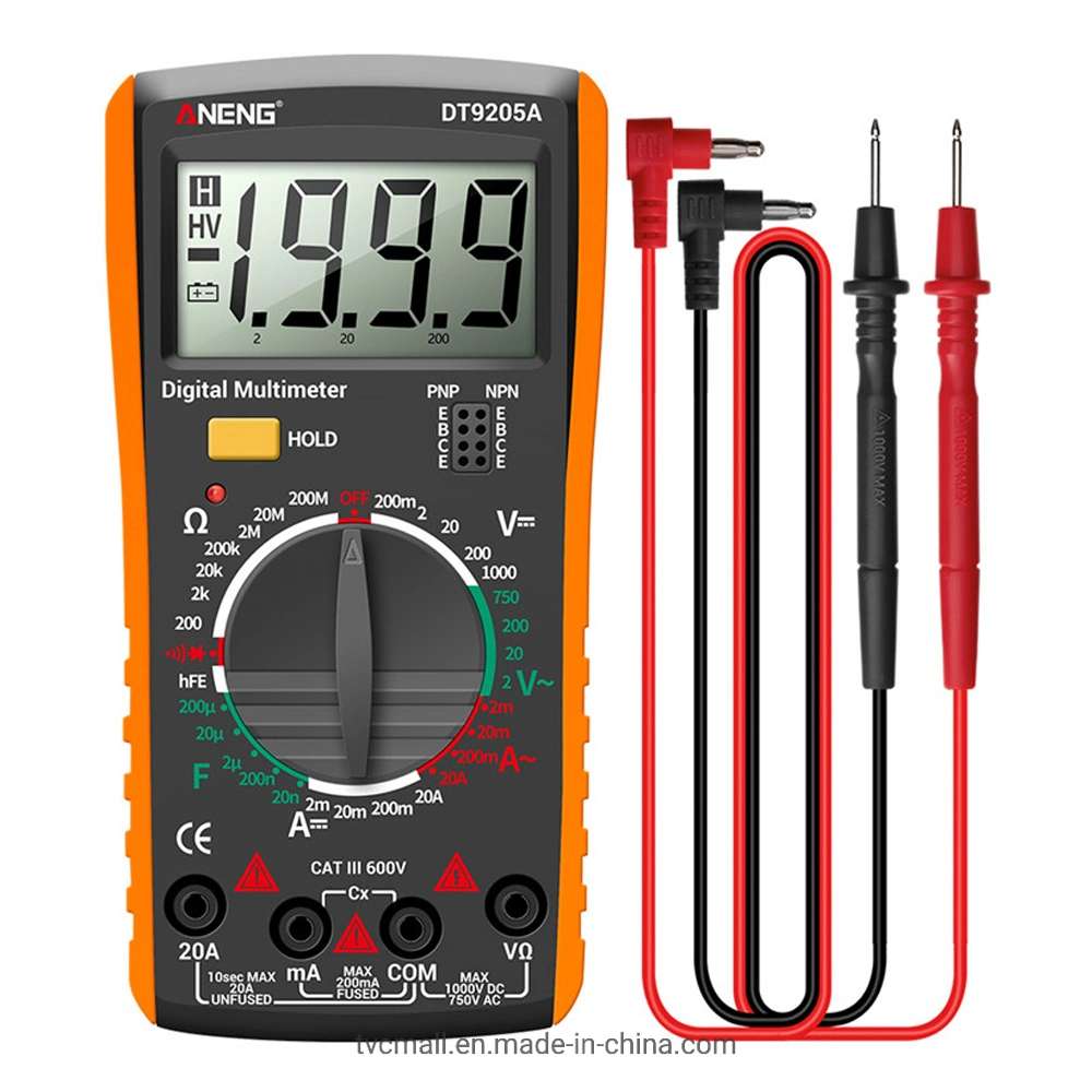 Aneng Multifunktionales digitales Echteffektiv-Multimeter mit HD-AC/DC-Spannung - Orange