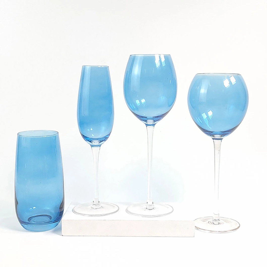 Multicolor Crystal Wine Glass for Home Dining Bar and Party Set of 6