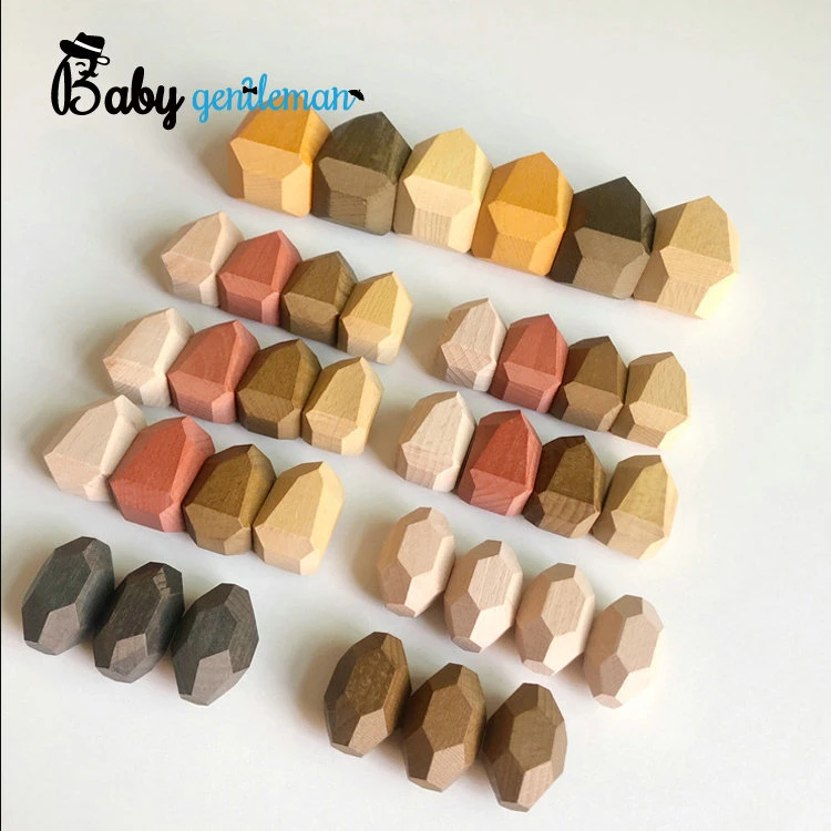 Stacking Balancing Toy Building Blocks Wooden Balance Stones for Kids Z13375D