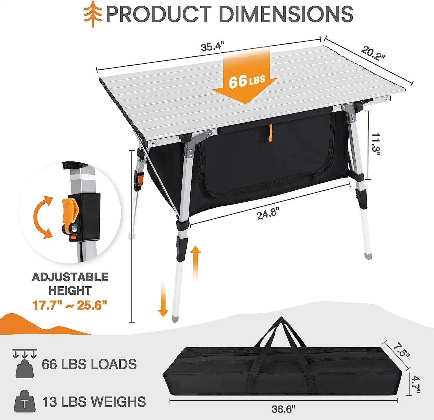 Altura ajustable de aluminio plegable de playa portátil Picnic Camping Tabla