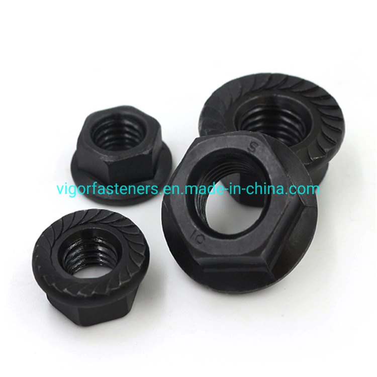 DIN6923 Hex Flange Nuts Black Hex Nuts Hexagon Nuts Wheel Nuts Motorcycle Accessories Auto Parts Black Coated