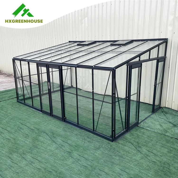 Última forma Hexagon de aluminio Perfil + vidrio templado de lujo invernadero Caminata de agricultura de bajo costo en Hothouse