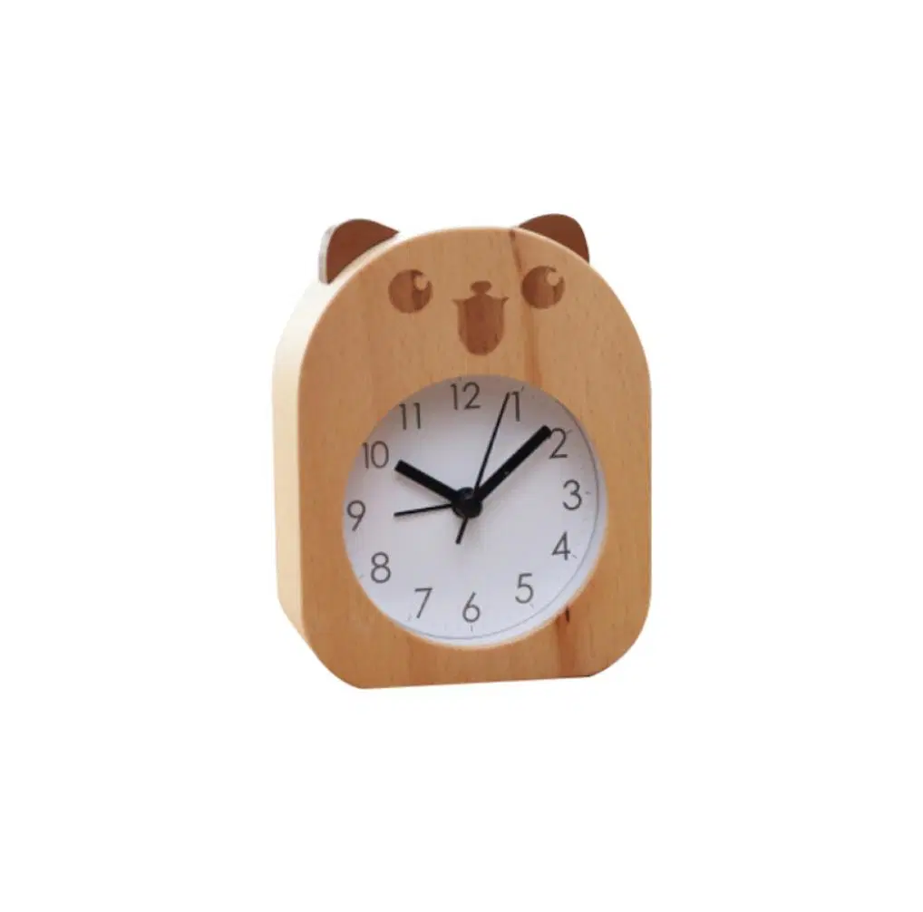 European-Style Wood Animal Mute Clock Living Room Bedroom Cartoon Quartz