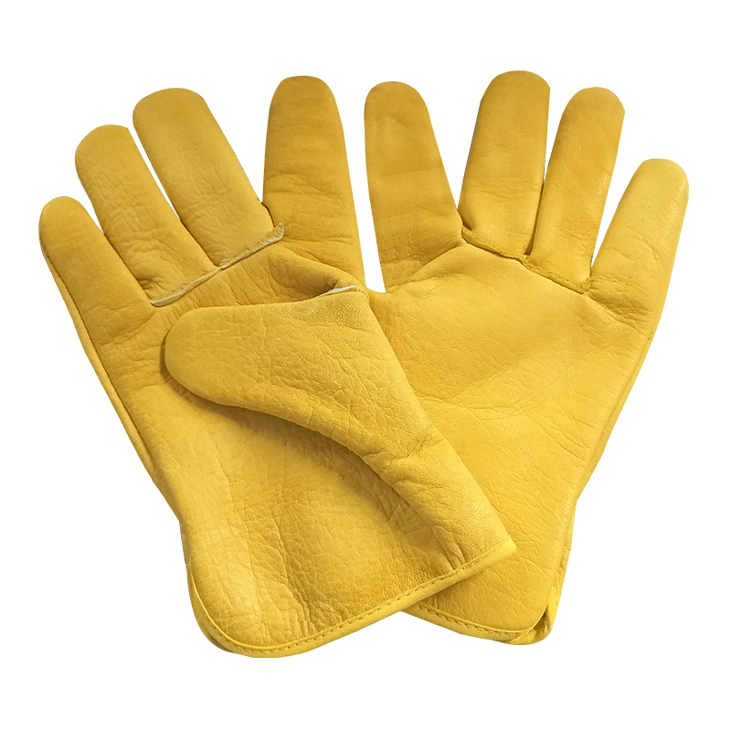 Good Price Goat Leather Yellow Welding Work Safety Glove Used Wildly Comfortable Keep Warm in Winter