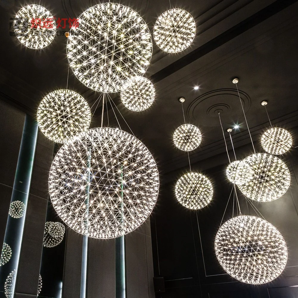 Moderne Nordic Creative Edelstahl Anhänger Licht Feuerwerk Ball Anhänger Lampe