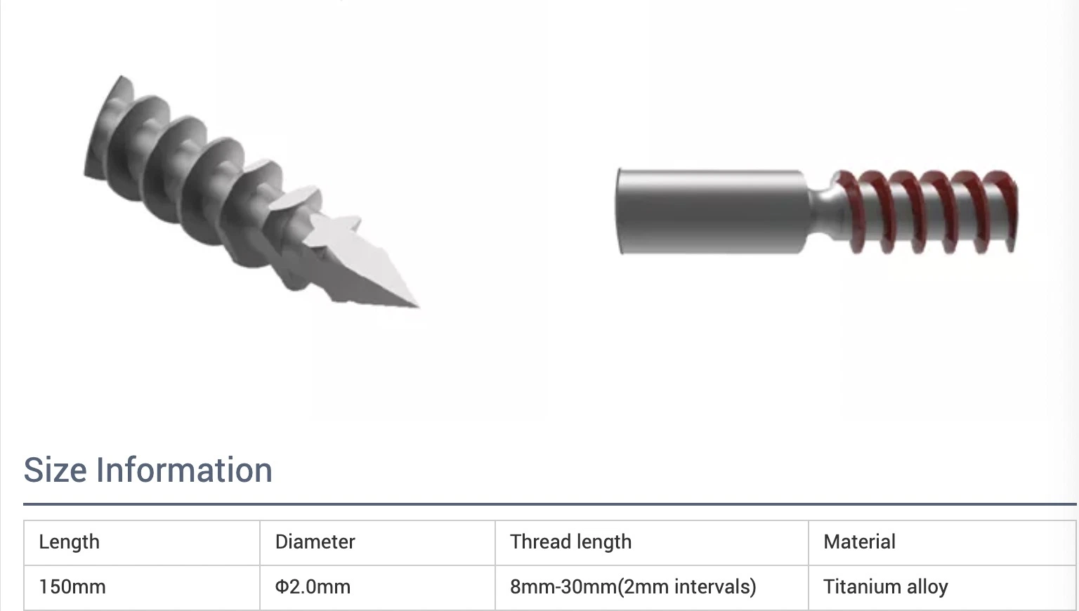 Titanium Bone Compression Metal Screw with Single Pointed and Threaded