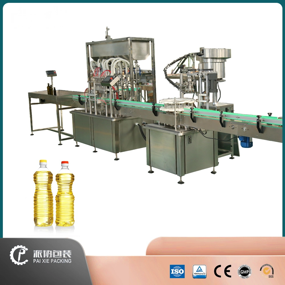 Automatic Cooking Edible Vegetable Olive Oil Bottle Filling Capping Labeling Machine Packing Line