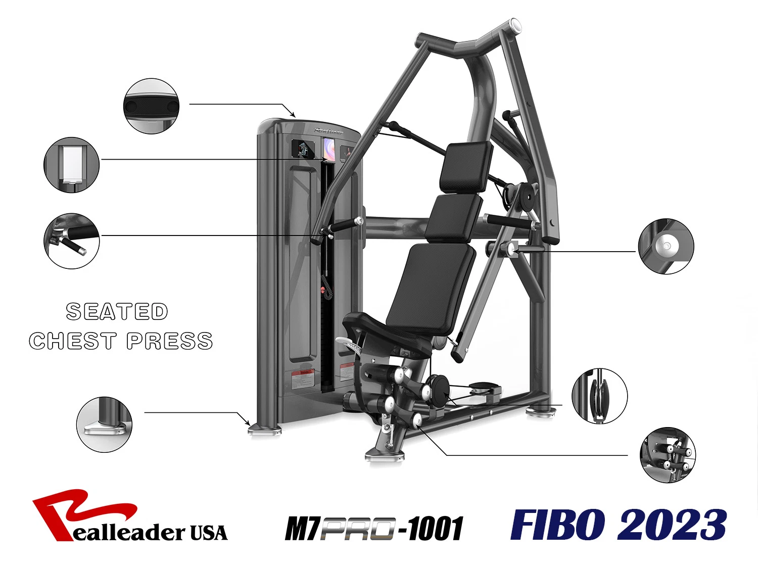 Realleader comercial a quente de aço múltiplos tórax assentados Fitness Prima equipamento de ginásio Rack de equipamento de ginásio