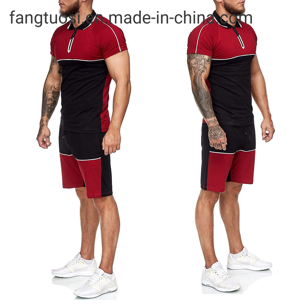 Men's Summer Sports Suit Colorblock Slim Fit Casual Fashion Sportswear