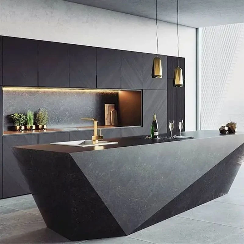 2023 Люкс Modular Kitchen Design Деревянная мебель дверь ПВХ Панельный хозяйственный Wood Wall Оптовая кухонная шкаф