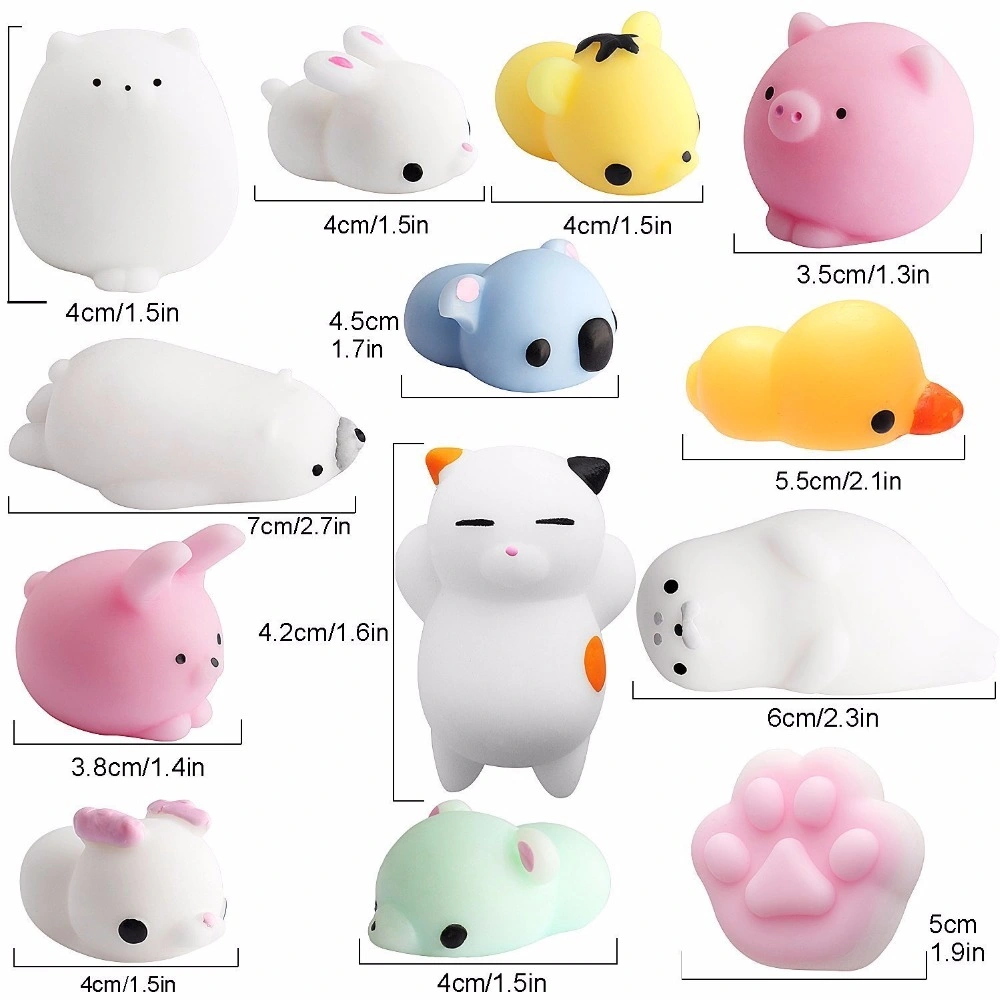 60 Pack Kawaii Scented Super Soft Stress Relief Mochi Squeeze Squishy Novelty Fidget Toy Promotional Gift