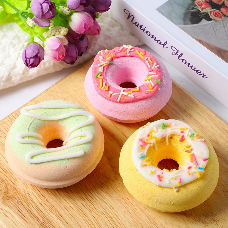 Low MOQ Doughnut Bubble Bath Ball Aromatherapy Essential Oil Ball Gift Set Organic SPA Bubble