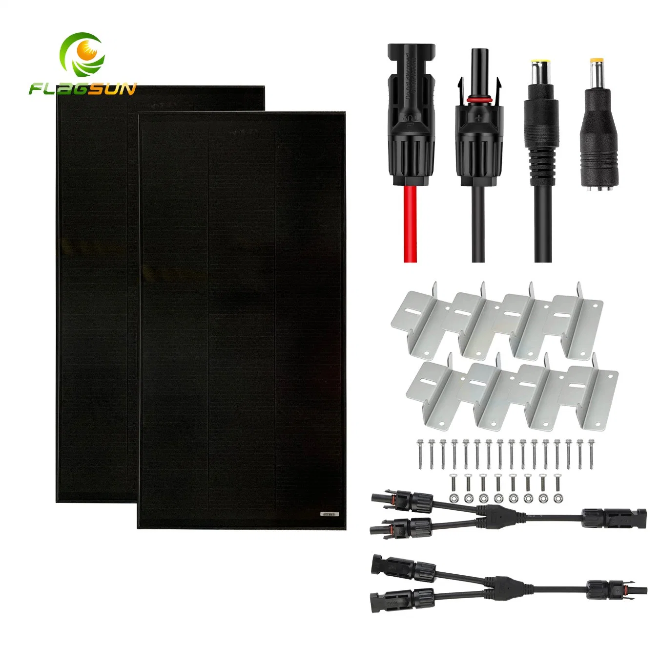 200 Watt 12/24V Solar Panel Kit for RV Boat Home 12/24V Solar Charge Controller 16FT &10FT Solar Cable