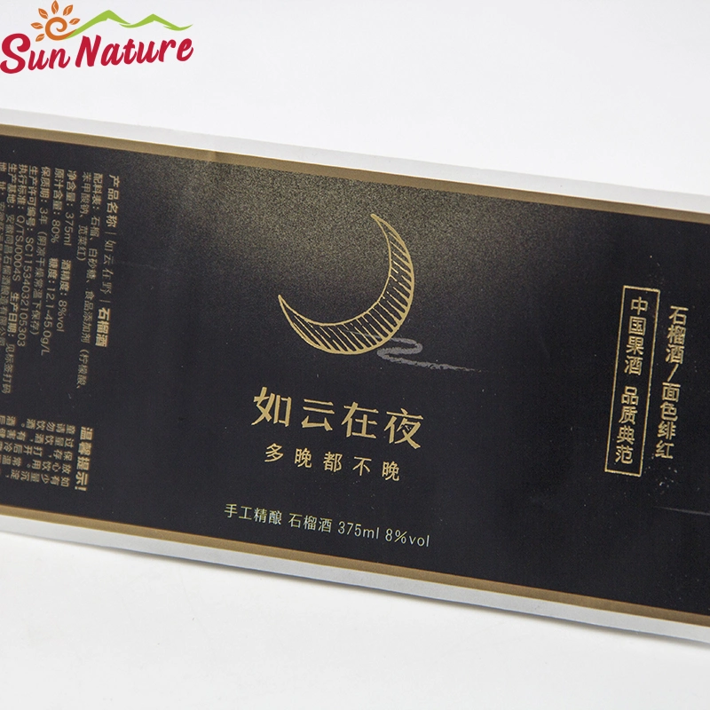 Sun Nature Black Gold Stamping Custom Logo Paper Sticker Printing