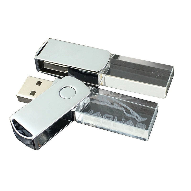 Lápiz USB de cristal giratorio para Mayorista/Proveedors Memory Stick con LED Luz