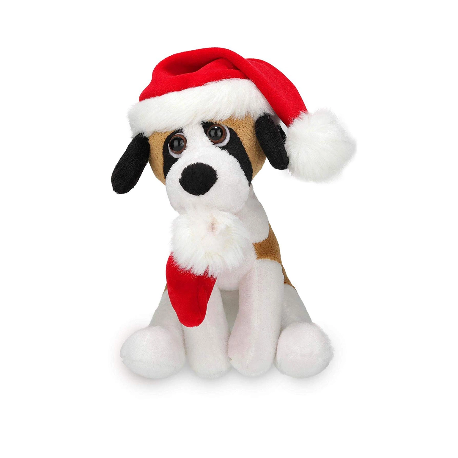 Plush Xmas Dog with Santa Hat Stuffed Doll Toys Holiday Decoration